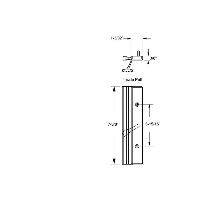 Sliding Glass Patio Door Standard Mortise - Style Handle 3 - 15/16" Screw Holes - Reflect Window & Door