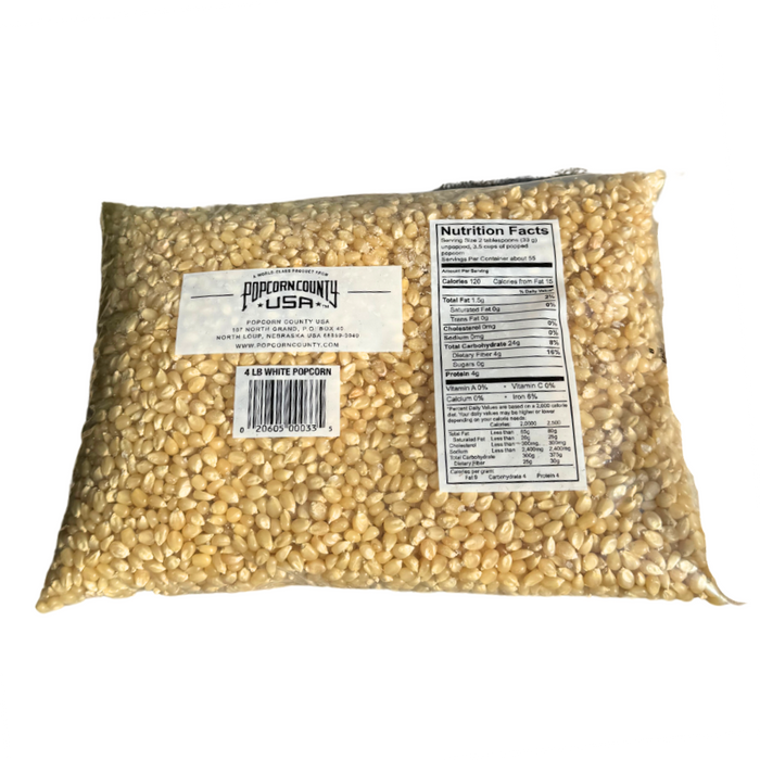 White Un-Popped Popcorn Kernels | 4 lb | Pack of 2 | Non-GMO | Popcorn County USA | North Loup Valley