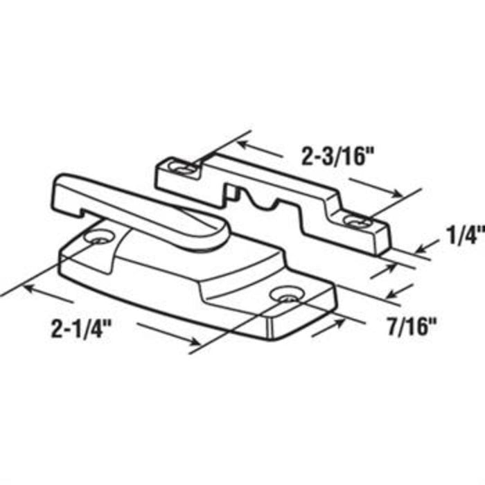 Window Security Sash Lock With 2 - 1/4" Screw Holes and 7/16" Hole Backset Without Lugs - Reflect Window & Door