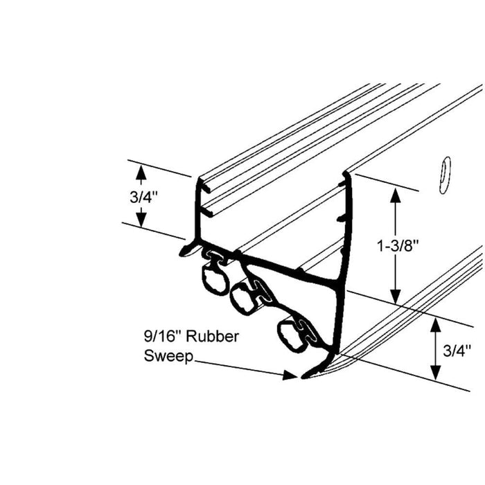 Residential Door Bottom Shoe with Rubber Fins – Compatible with Willmar Entry Doors - Reflect Window & Door
