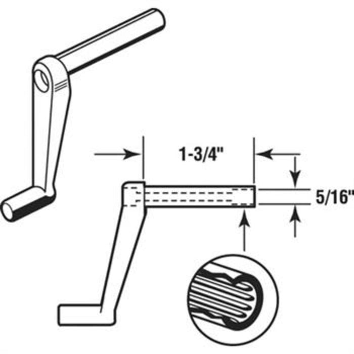 Window Crank Handle; 1 - 3/4" Stem Length - Reflect Window & Door