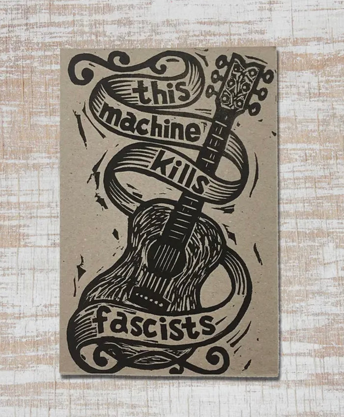 Woody Guthrie Postcard / Miniprint: Letterpress, Linocut