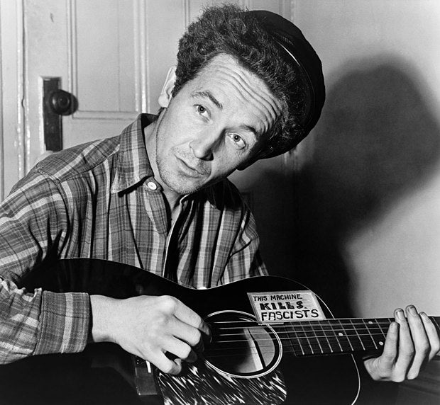 Woody Guthrie Postcard / Miniprint: Letterpress, Linocut