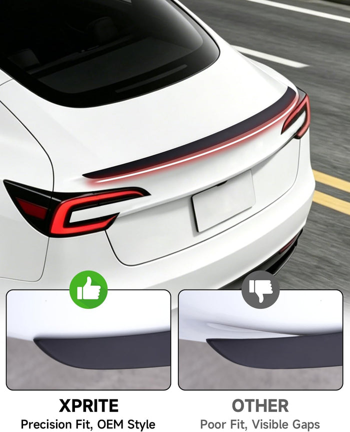 Xprite Matte Black Rear Spoiler, Aerodynamic ABS Trunk Lip Wing for Tesla Model 3 Highland 2024-2026, OEM Fit