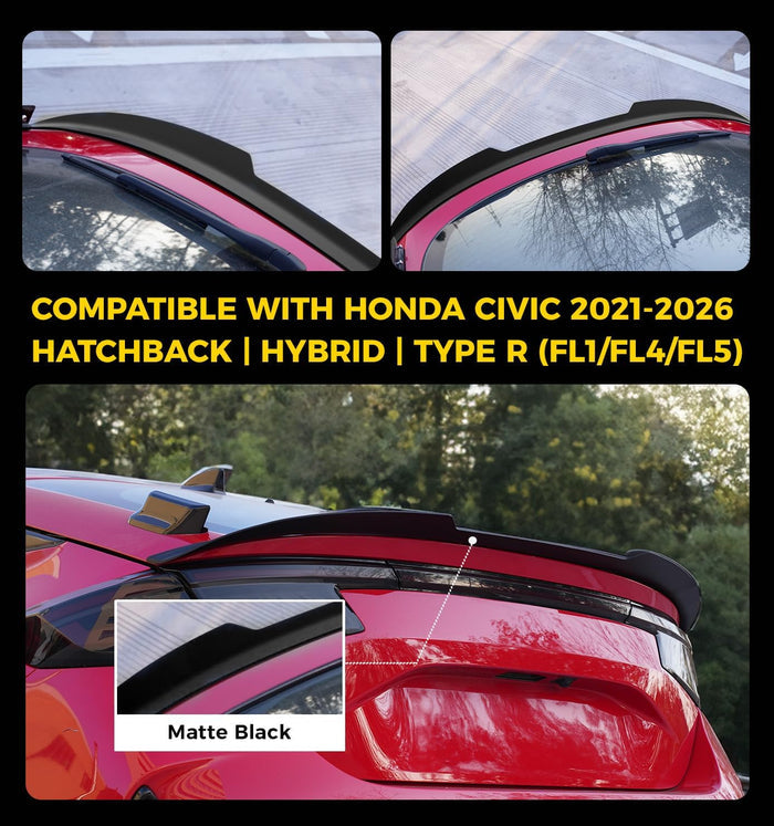 Xprite Matte Black Spoiler Compatible with Honda Civic Hatchback 2021-2026 11th Gen