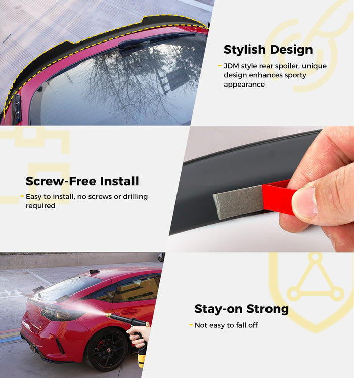 Xprite Matte Black Spoiler Compatible with Honda Civic Hatchback 2021-2026 11th Gen