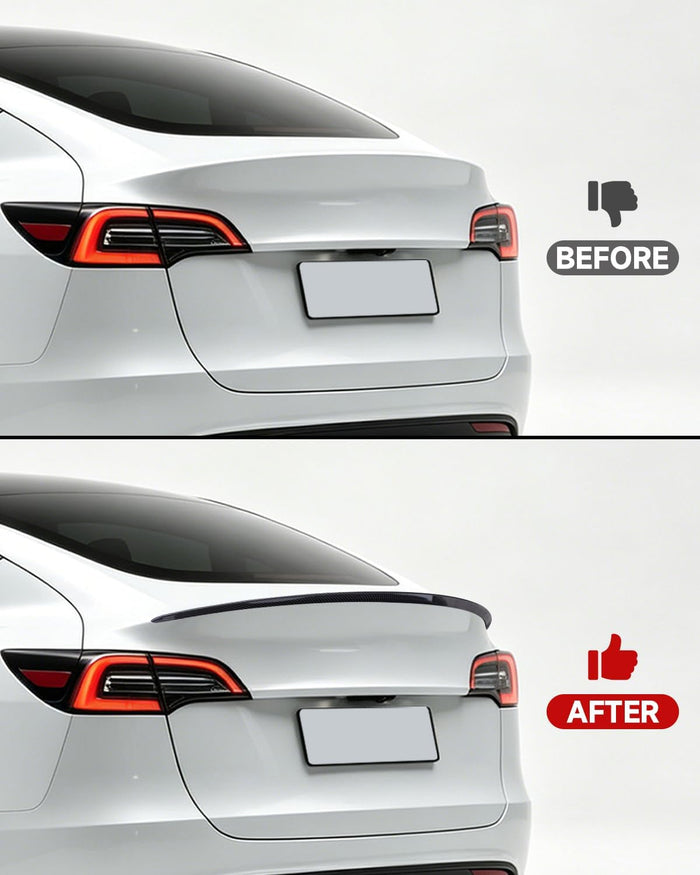 Xprite Tesla Model Y Rear Trunk Spoiler 2020–2024 Glossy Carbon Fiber OEM Style Wing