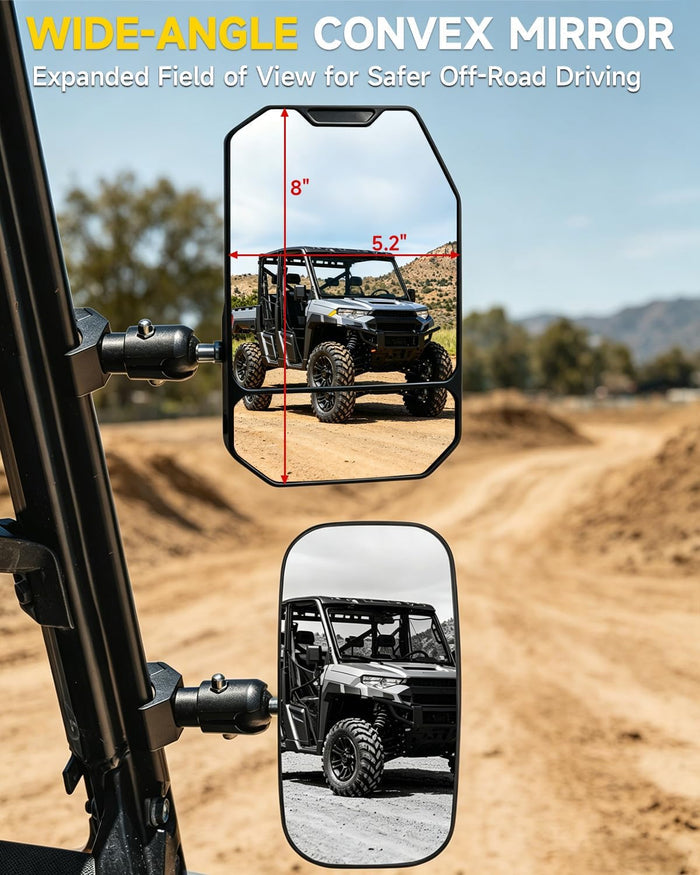 Xprite UTV Side Mirrors w/Amber LED Spot Lights & Signals for Pro-Fit Cage