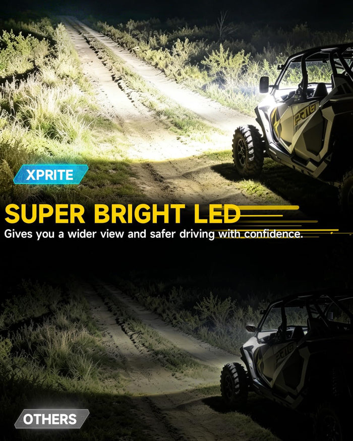 Xprite UTV Side Mirrors with LED Spot Lights & Amber Turn Signal, 2026 New