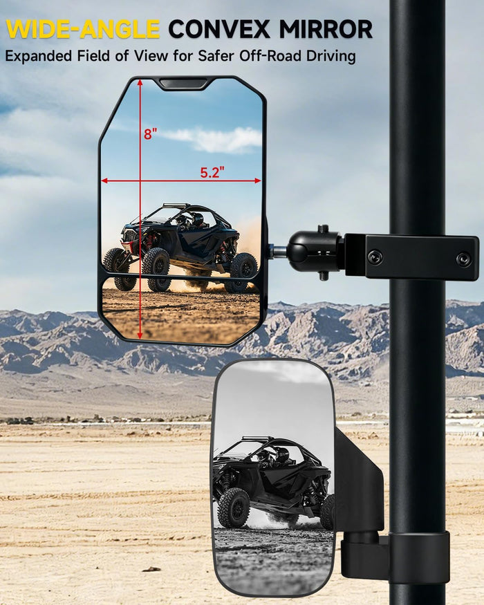 Xprite UTV Side Mirrors with LED Spot Lights & Amber Turn Signal, 2026 New