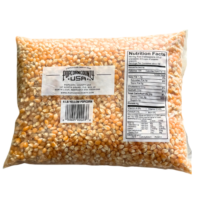 Yellow Un-Popped Popcorn Kernels | 4 lb | Pack of 3 | Non-GMO | Popcorn County USA | North Loup Valley