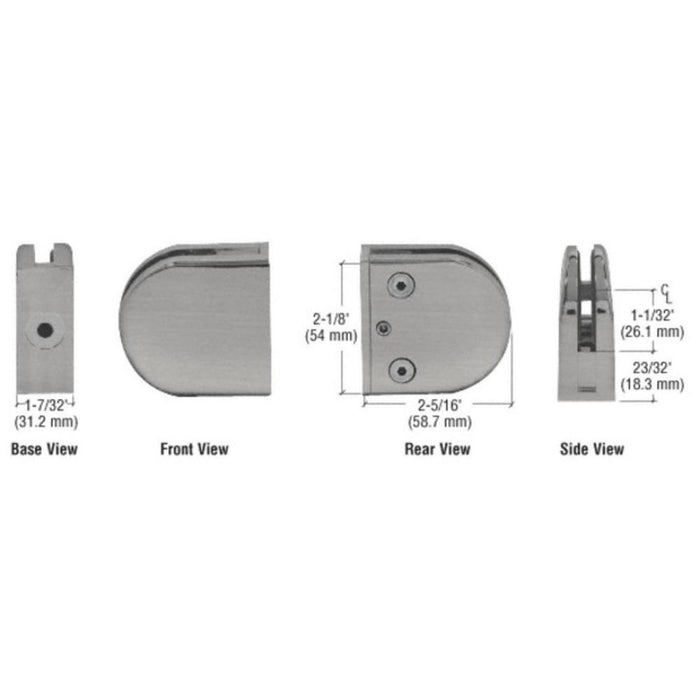 Z - Series Round Type Flat Base Zinc Clamp for 1/2" Glass - Reflect Window & Door