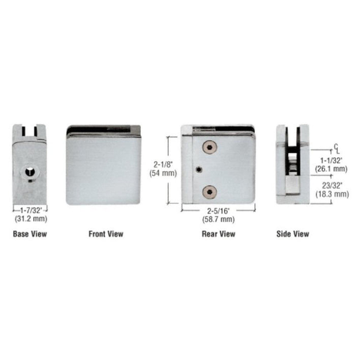 Z - Series Square Type Flat Base Stainless Steel Clamp for 1/2" Glass - Reflect Window & Door