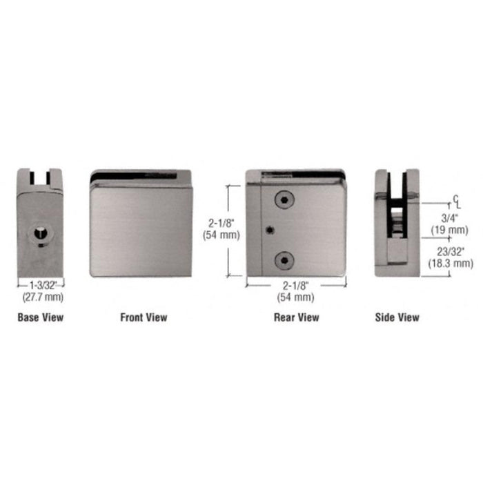Z - Series Square Type Flat Base Zinc Clamp for 3/8" Glass - Reflect Window & Door
