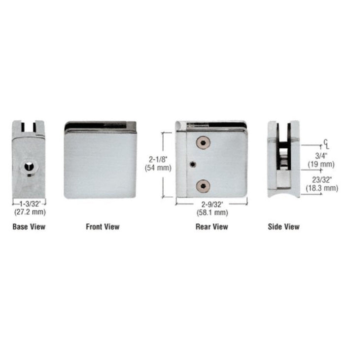 Z - Series Square Type Radius Base Stainless Steel Clamp for 3/8" Glass - Reflect Window & Door
